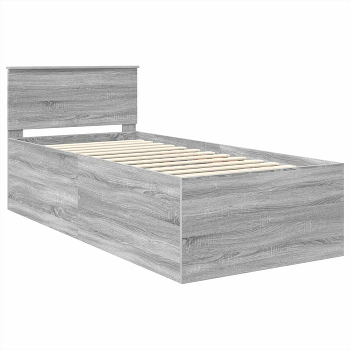 Cadru de pat cu headboard Gri Sonoma 75 x 190 cm Lemn compozit - WALTI WALTI