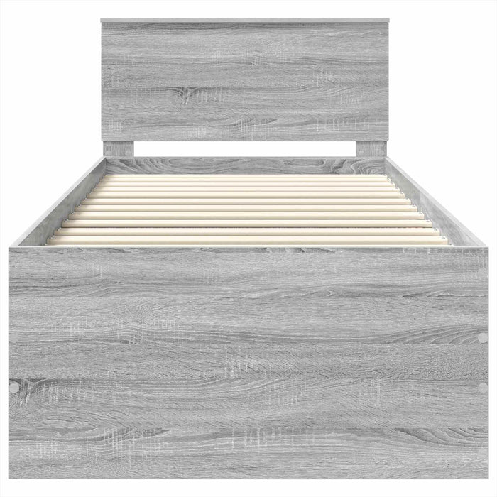 Cadru de pat cu headboard Gri Sonoma 75 x 190 cm Lemn compozit - WALTI WALTI