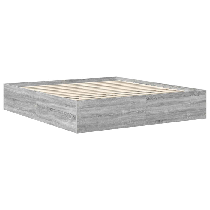 Cadru de pat cu headboard Gri Sonoma 200 x 200 cm Lemn compozit - WALTI WALTI