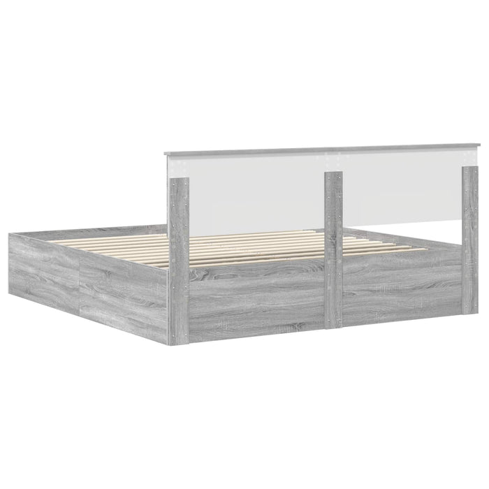 Cadru de pat cu headboard Gri Sonoma 200 x 200 cm Lemn compozit - WALTI WALTI