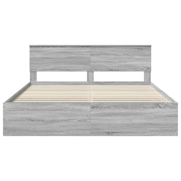 Cadru de pat cu headboard Gri Sonoma 200 x 200 cm Lemn compozit - WALTI WALTI