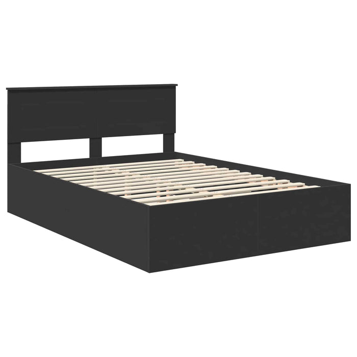 Cadru de pat cu headboard Negru 150 x 200 cm Lemn compozit - WALTI WALTI
