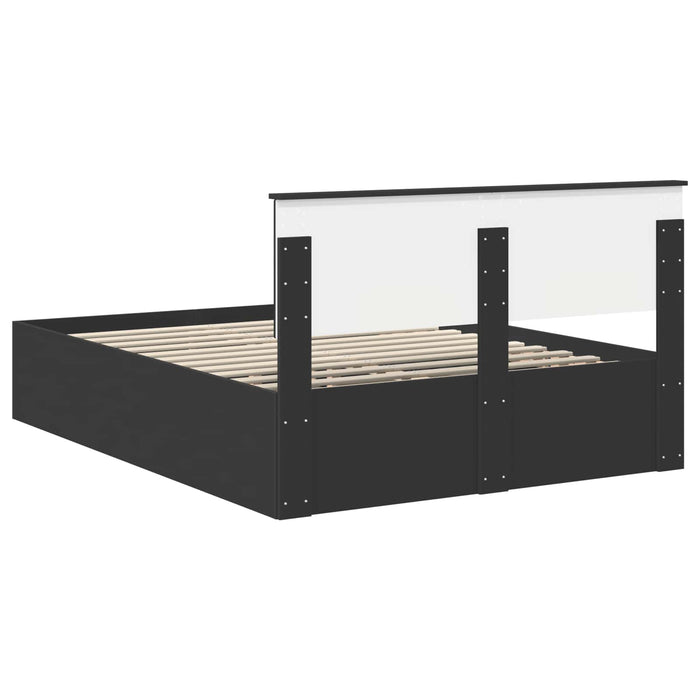 Cadru de pat cu headboard Negru 150 x 200 cm Lemn compozit - WALTI WALTI