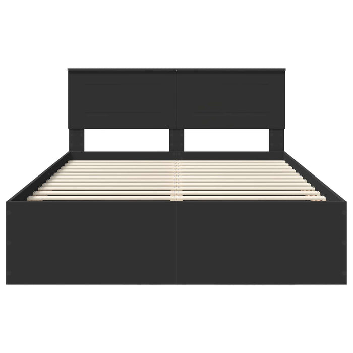 Cadru de pat cu headboard Negru 150 x 200 cm Lemn compozit - WALTI WALTI