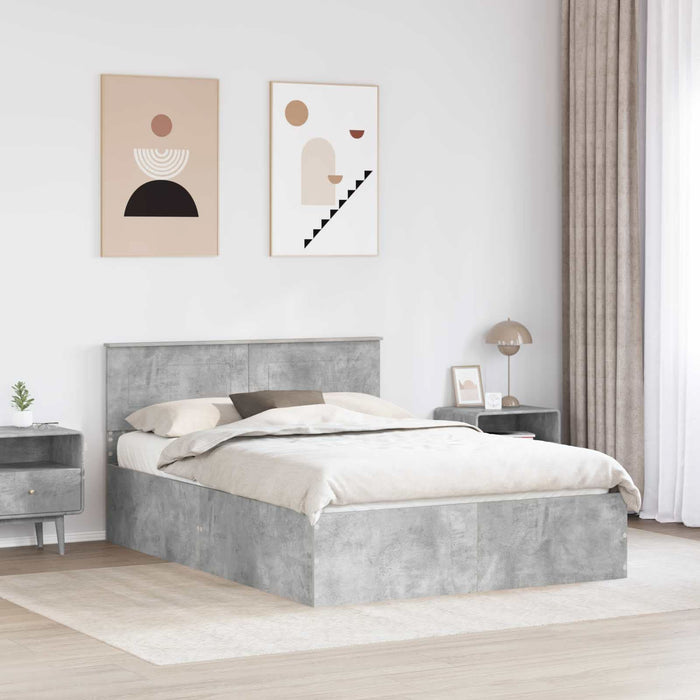 Cadru de pat Gri din beton 150 x 200 cm Lemn compozit - WALTI WALTI