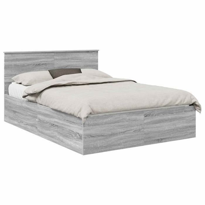 Cadru de pat cu headboard Gri Sonoma 150 x 200 cm Lemn compozit - WALTI WALTI