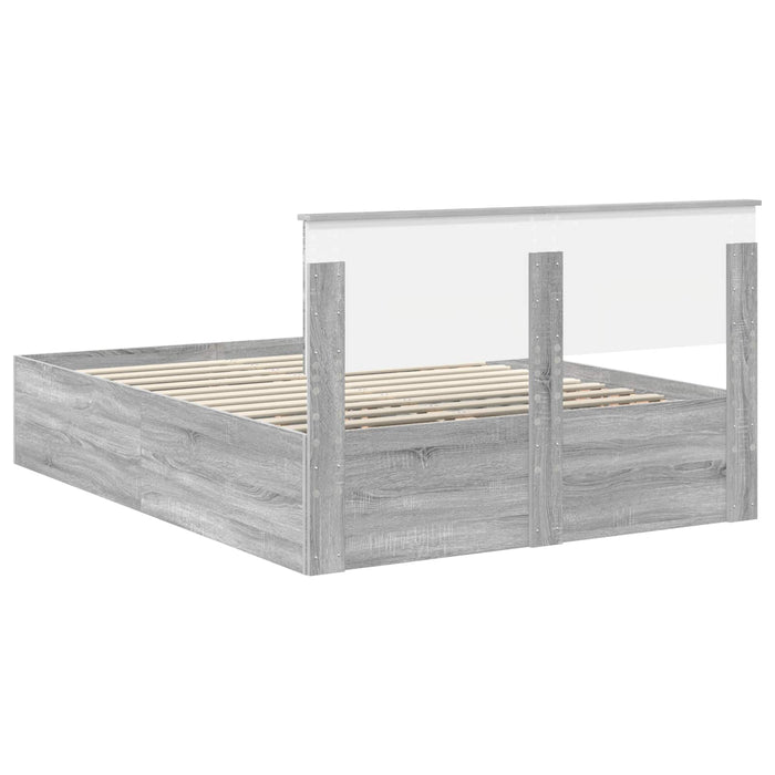 Cadru de pat cu headboard Gri Sonoma 150 x 200 cm Lemn compozit - WALTI WALTI