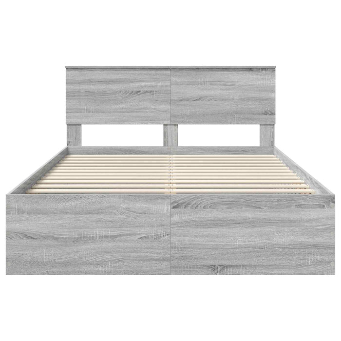 Cadru de pat cu headboard Gri Sonoma 150 x 200 cm Lemn compozit - WALTI WALTI
