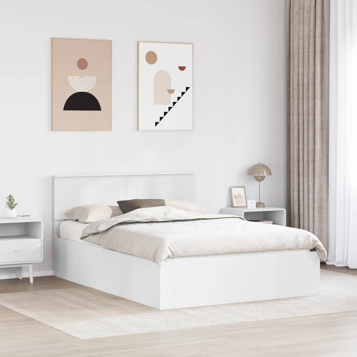 Cadru de pat cu headboard Alb 140 x 190 cm Lemn compozit WALTI