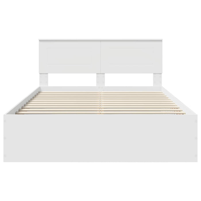 Cadru de pat cu headboard Alb 140 x 190 cm Lemn compozit WALTI