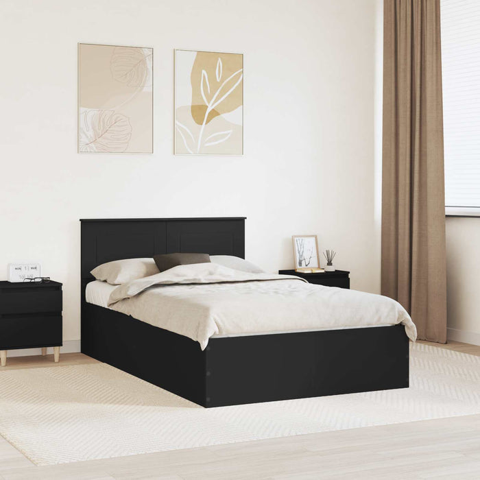 Cadru de pat cu headboard Negru 135 x 190 cm Lemn compozit - WALTI WALTI