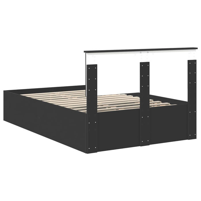 Cadru de pat cu headboard Negru 135 x 190 cm Lemn compozit - WALTI WALTI