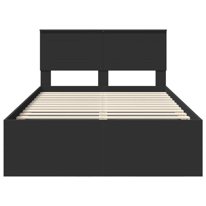 Cadru de pat cu headboard Negru 135 x 190 cm Lemn compozit - WALTI WALTI