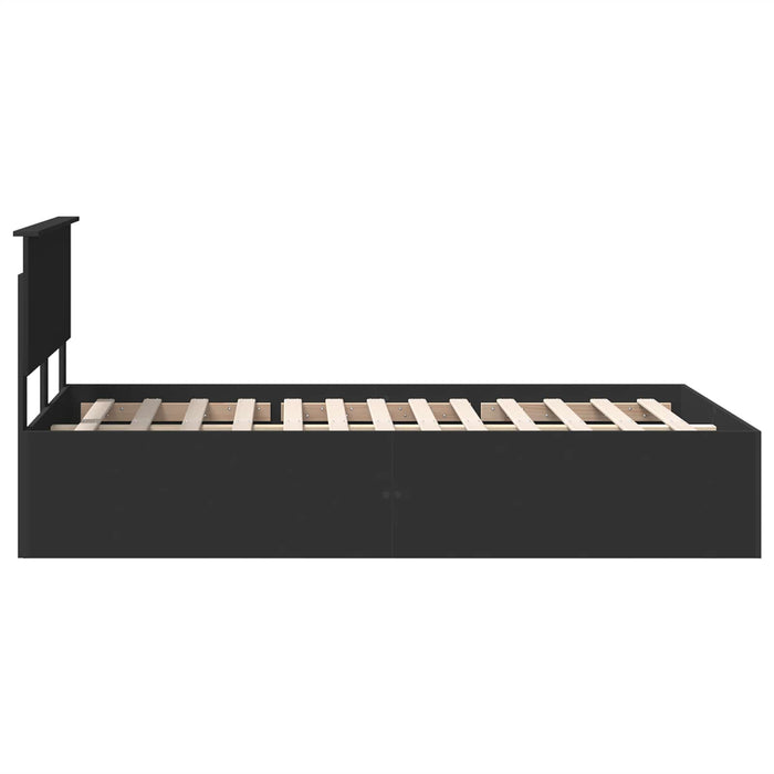 Cadru de pat cu headboard Negru 135 x 190 cm Lemn compozit - WALTI WALTI