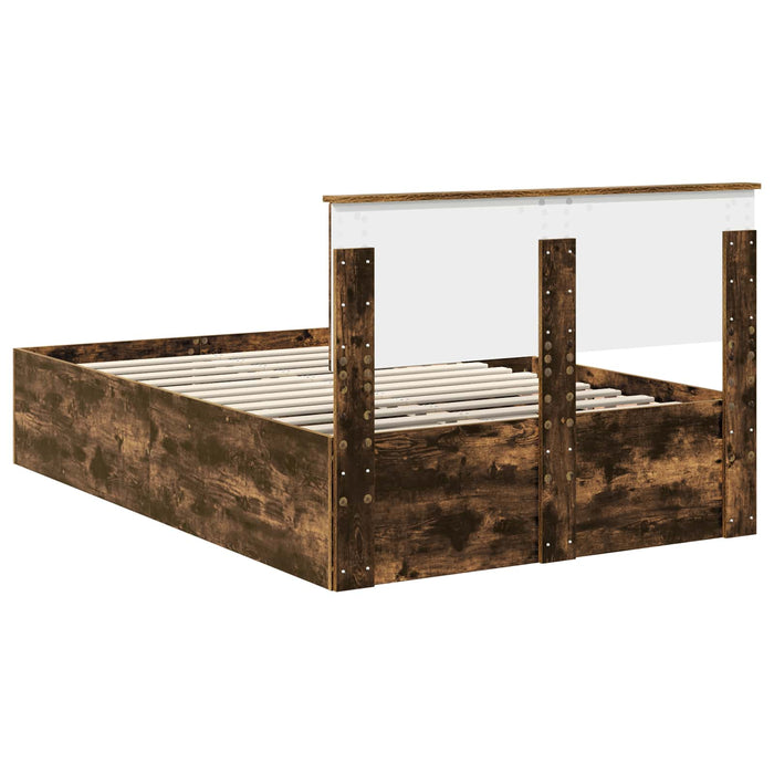 Cadru de pat Stejar fumuriu 135 x 190 cm Lemn compozit - WALTI WALTI
