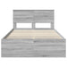 Cadru de pat cu headboard Gri Sonoma 135 x 190 cm Lemn compozit - WALTI WALTI