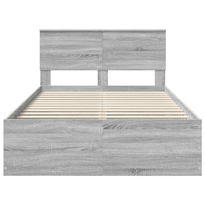 Cadru de pat cu headboard Gri Sonoma 120 x 190 cm Lemn compozit - WALTI WALTI