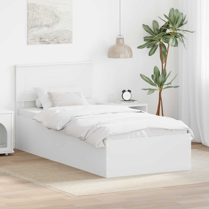 Cadru de pat cu headboard Alb 90 x 190 cm Lemn compozit - WALTI WALTI