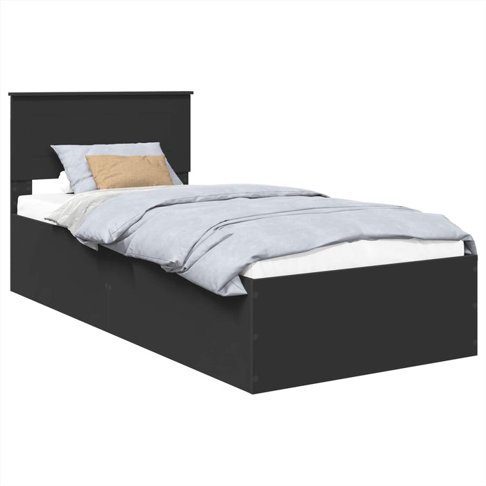 Cadru de pat cu headboard Negru 90 x 190 cm Lemn compozit WALTI
