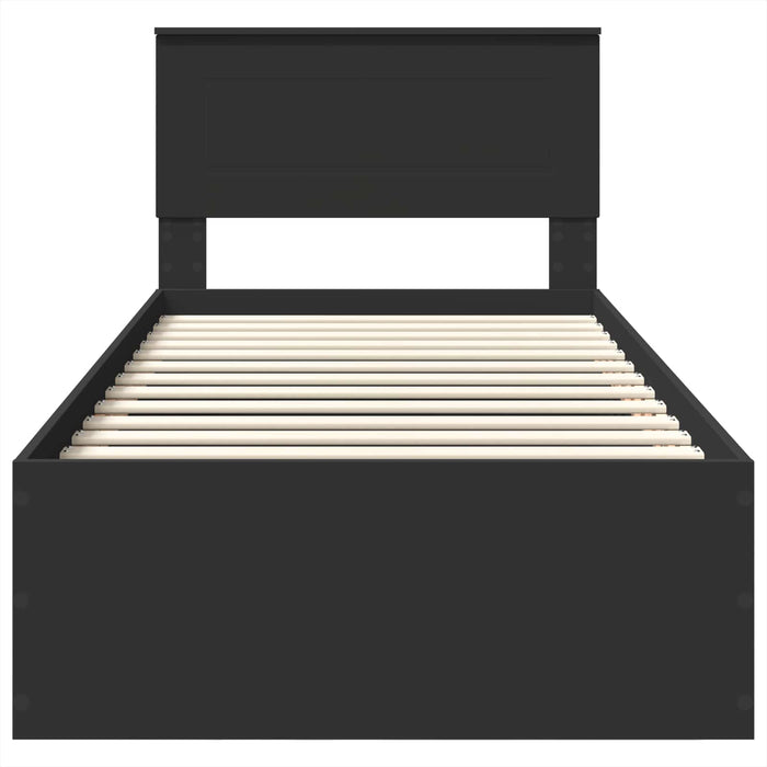 Cadru de pat cu headboard Negru 90 x 190 cm Lemn compozit WALTI