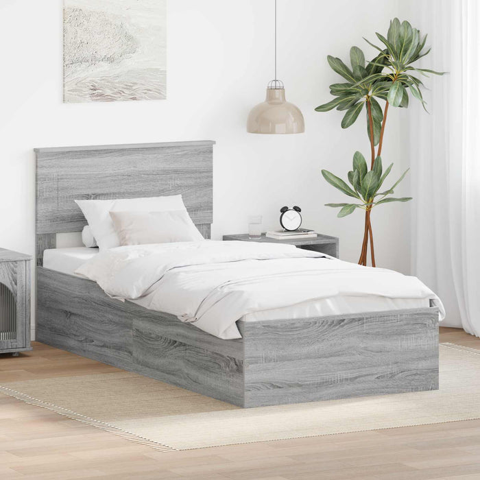 Cadru de pat cu headboard Gri Sonoma 90 x 190 cm Lemn compozit WALTI