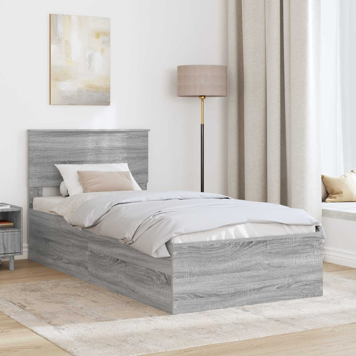 Cadru de pat cu headboard Gri Sonoma 90 x 190 cm Lemn compozit WALTI