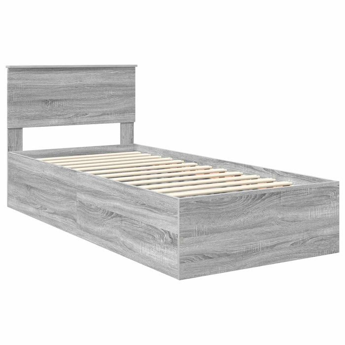 Cadru de pat cu headboard Gri Sonoma 90 x 190 cm Lemn compozit WALTI