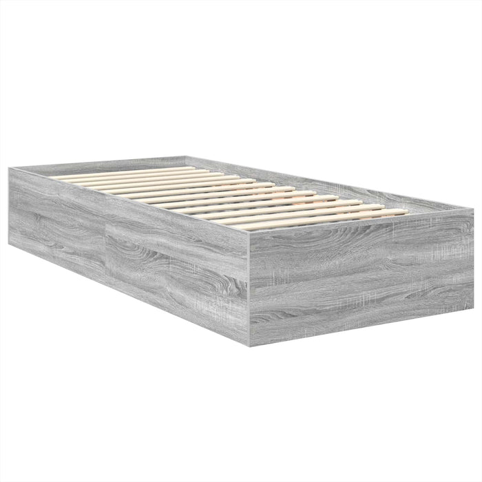 Cadru de pat cu headboard Gri Sonoma 90 x 190 cm Lemn compozit WALTI
