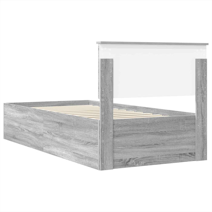 Cadru de pat cu headboard Gri Sonoma 90 x 190 cm Lemn compozit WALTI