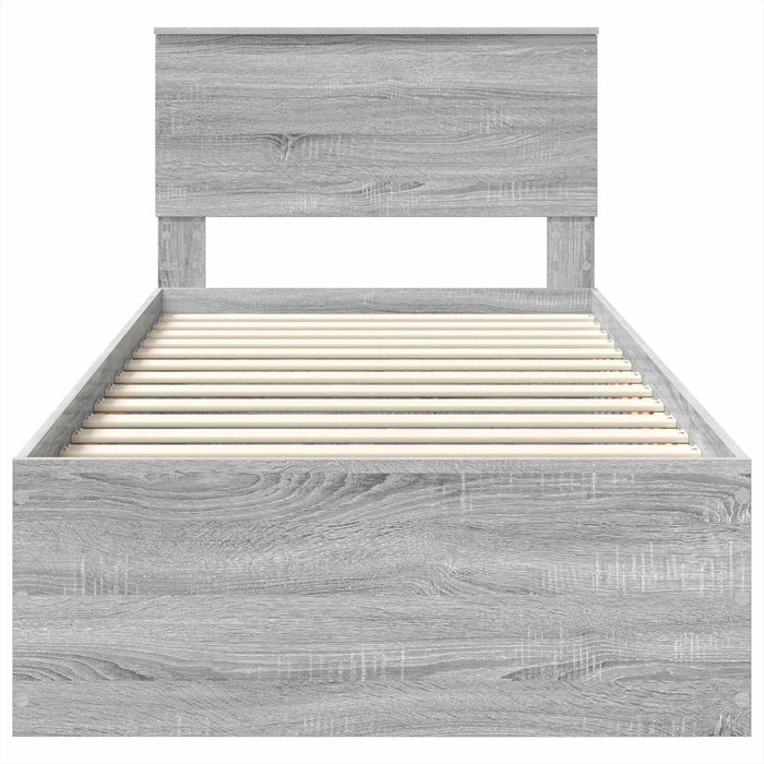 Cadru de pat cu headboard Gri Sonoma 90 x 190 cm Lemn compozit WALTI