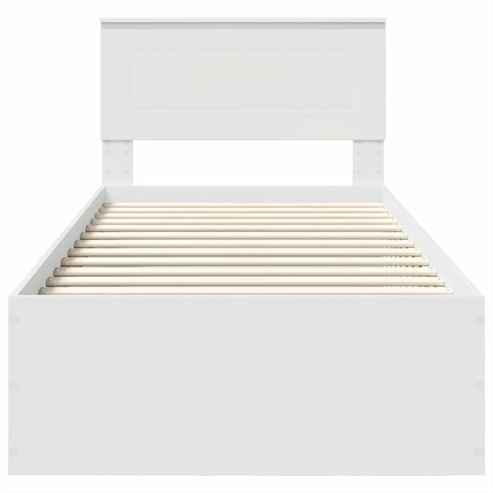 Cadru de pat cu headboard Alb 75 x 190 cm Lemn compozit - WALTI WALTI