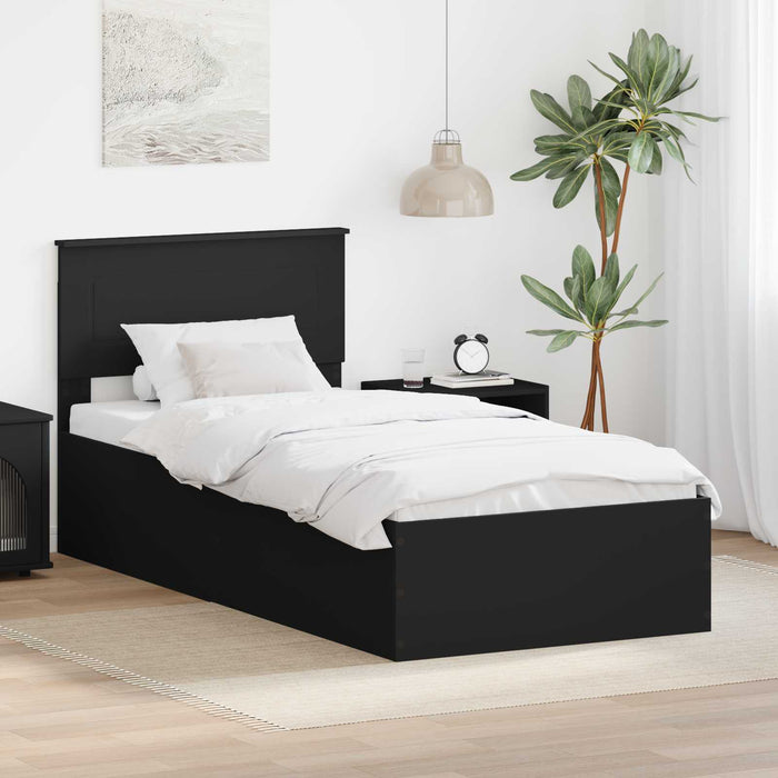 Cadru de pat cu headboard Negru 75 x 190 cm Lemn compozit - WALTI WALTI