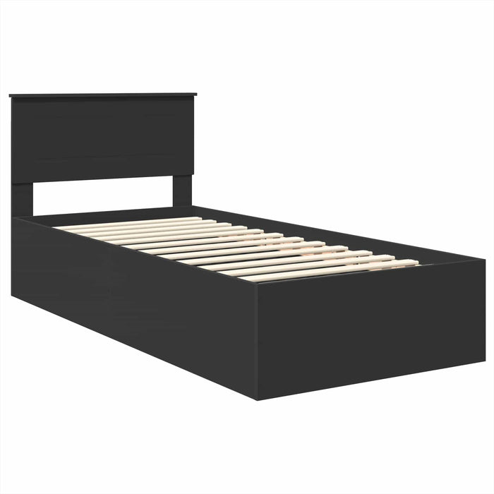 Cadru de pat cu headboard Negru 75 x 190 cm Lemn compozit - WALTI WALTI