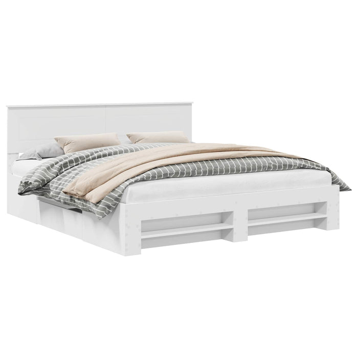 Cadru de pat cu headboard Alb 200 x 200 cm Lemn compozit - WALTI WALTI