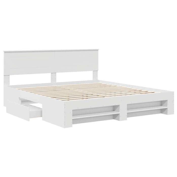 Cadru de pat cu headboard Alb 200 x 200 cm Lemn compozit - WALTI WALTI