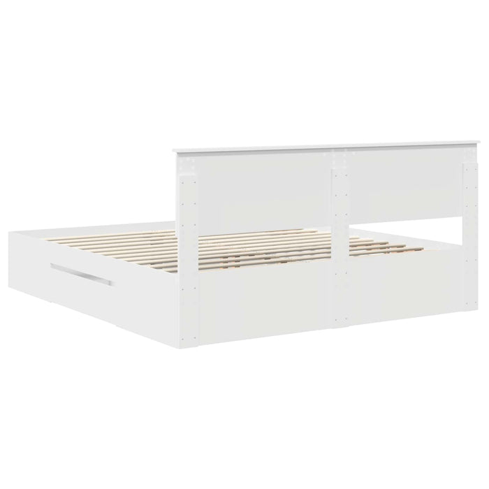 Cadru de pat cu headboard Alb 200 x 200 cm Lemn compozit - WALTI WALTI