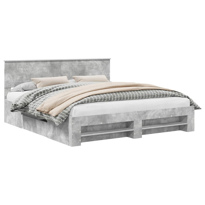 Cadru de pat Gri din beton 200 x 200 cm Lemn compozit - WALTI WALTI