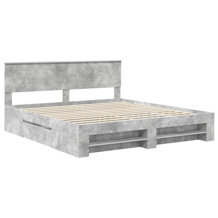 Cadru de pat Gri din beton 200 x 200 cm Lemn compozit - WALTI WALTI