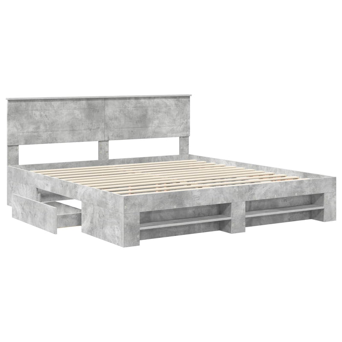 Cadru de pat Gri din beton 200 x 200 cm Lemn compozit - WALTI WALTI