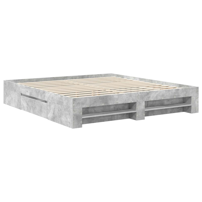 Cadru de pat Gri din beton 200 x 200 cm Lemn compozit - WALTI WALTI