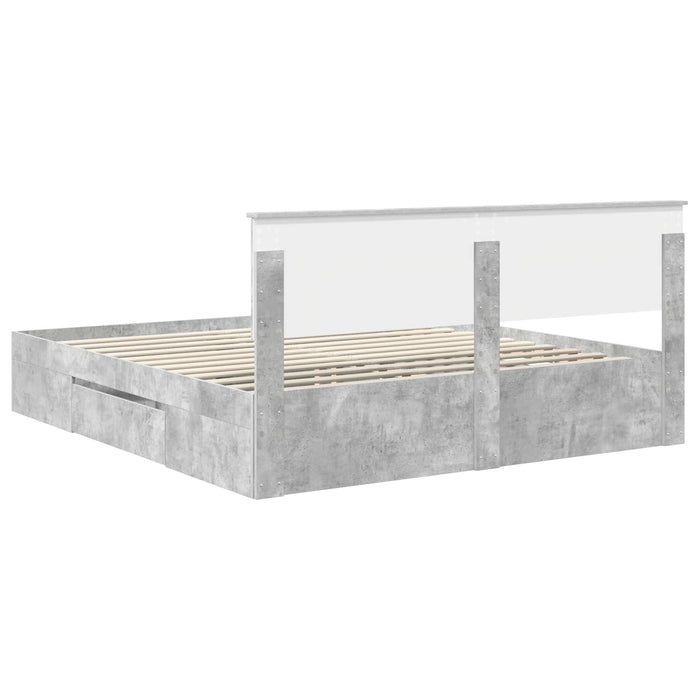 Cadru de pat Gri din beton 200 x 200 cm Lemn compozit - WALTI WALTI