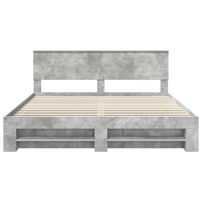 Cadru de pat Gri din beton 200 x 200 cm Lemn compozit - WALTI WALTI