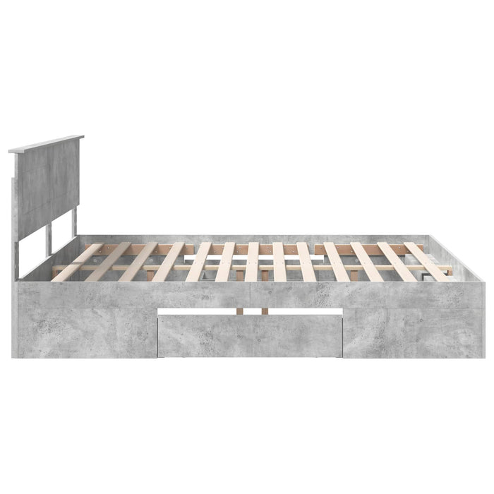 Cadru de pat Gri din beton 200 x 200 cm Lemn compozit - WALTI WALTI