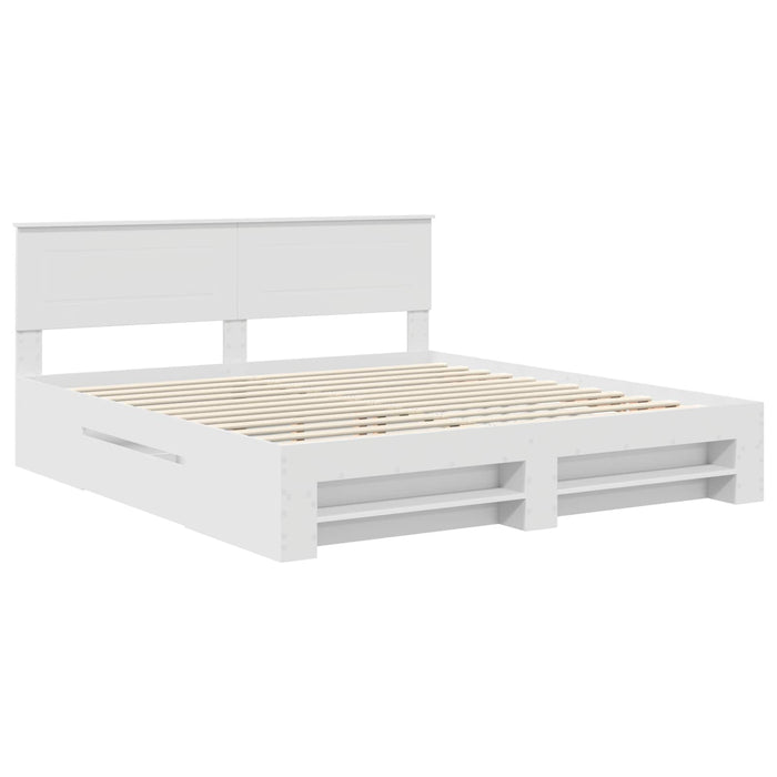 Cadru de pat cu headboard Alb 180 x 200 cm Lemn compozit - WALTI WALTI