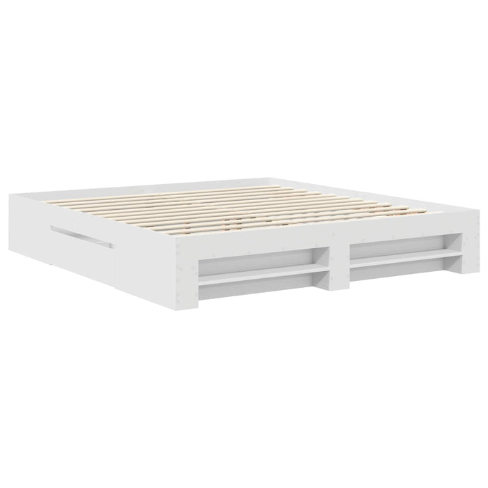 Cadru de pat cu headboard Alb 180 x 200 cm Lemn compozit - WALTI WALTI