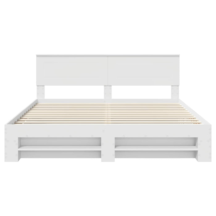 Cadru de pat cu headboard Alb 180 x 200 cm Lemn compozit - WALTI WALTI