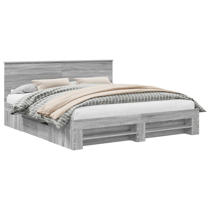Cadru de pat cu headboard Gri Sonoma 180 x 200 cm Lemn compozit - WALTI WALTI