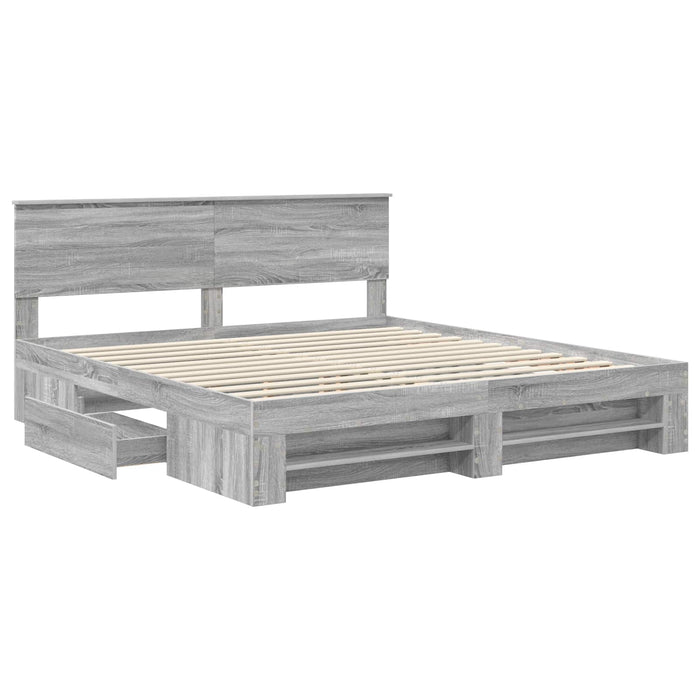 Cadru de pat cu headboard Gri Sonoma 180 x 200 cm Lemn compozit - WALTI WALTI