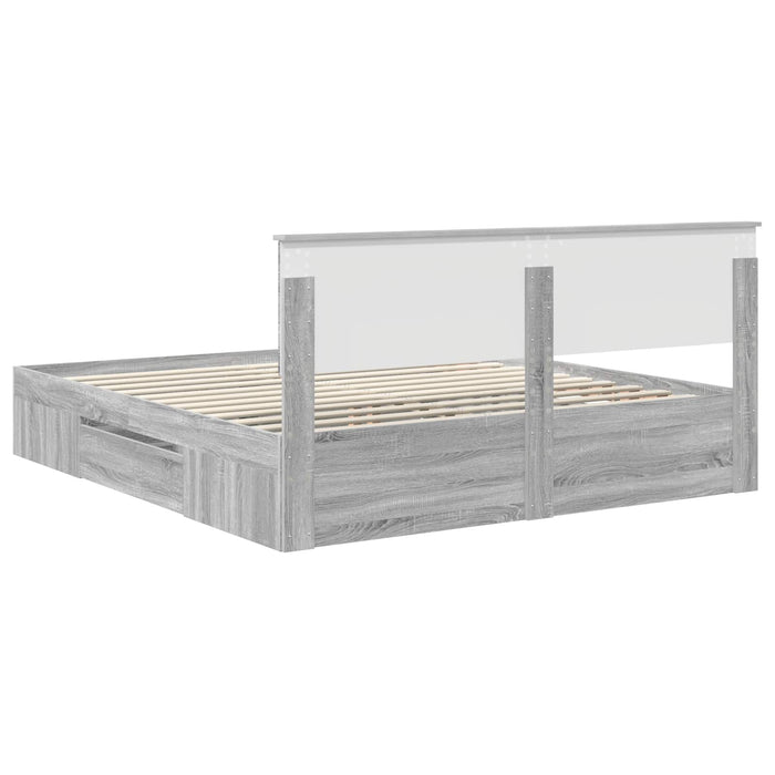 Cadru de pat cu headboard Gri Sonoma 180 x 200 cm Lemn compozit - WALTI WALTI