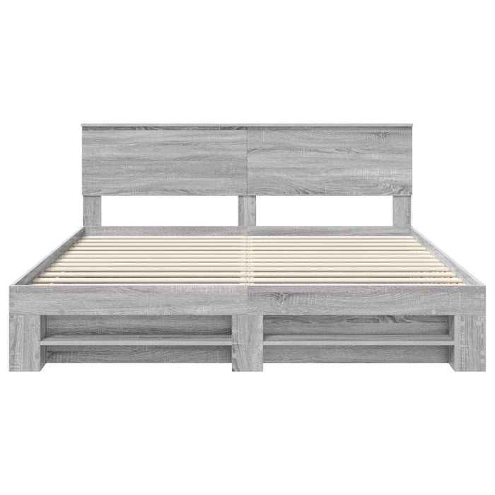 Cadru de pat cu headboard Gri Sonoma 180 x 200 cm Lemn compozit - WALTI WALTI